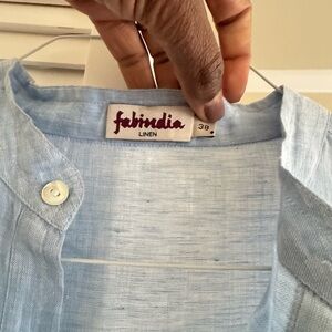 Fabindia Sky Blue Linen Top